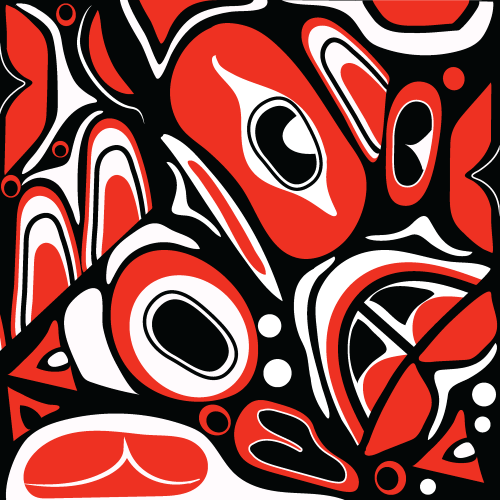 Indigenous pattern, red, black and white